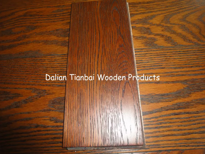 solid oak flooring ,Brushed Gunstock color Stained